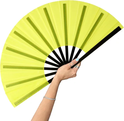 Vista 13 de Abanicos de mano plegables con bandera americana - Abanico grande de 13 pulgadas para rave, abanico que hace ruido y chasquea para baile de línea al
