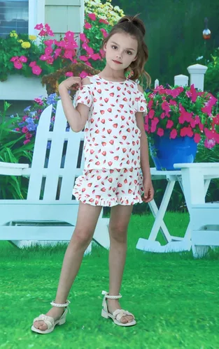 Vista 5 de Conjunto de camiseta sin mangas y shorts para niñas, ropa para verano, set de 2 piezas, 2 a 7 años