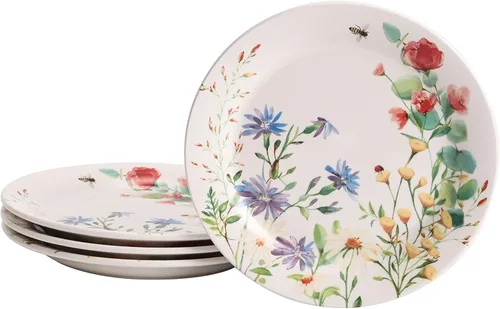 Vista 17 de Bico Blossom Symphony - Juego de 4 platos de ensalada de 8.75 pulgadas de cerámica, platos de postre para ensalada, aperitivo, guarniciones, aptos