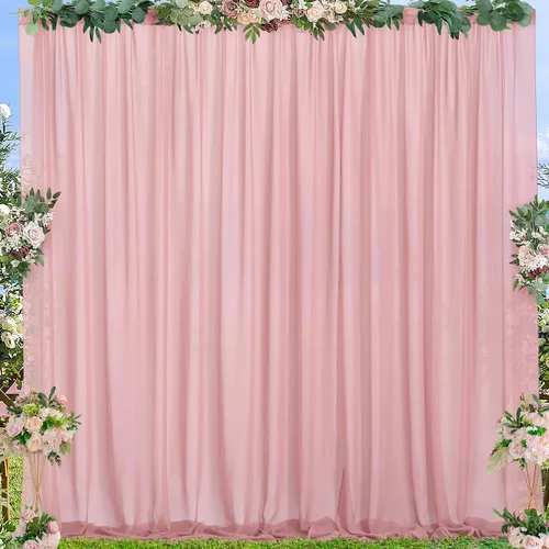 Vista 14 de PARTISKY Cortinas de telón de fondo de gasa negra de 10 x 7 pies, cortinas de fotos de tela transparente sin arrugas para boda, ceremonia, arco