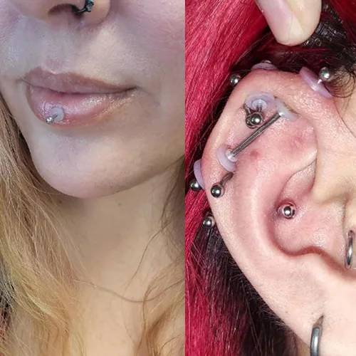 Vista 6 de MODRSA Almohadillas de disco transparente sin tirones de plástico para piercing Bump, discos de silicona, disco de perforación de silicona
