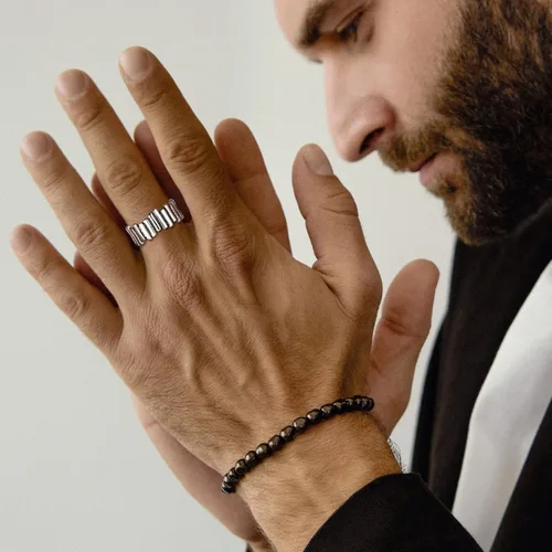 Vista 3 de HZMAN Anillos para hombre, acero inoxidable, irregular, gótico, personalizado, anillo de motociclista