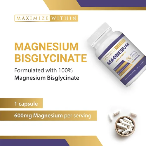 Vista 2 de Suplemento extra fuerte de magnesio para la salud ósea, 60 cápsulas