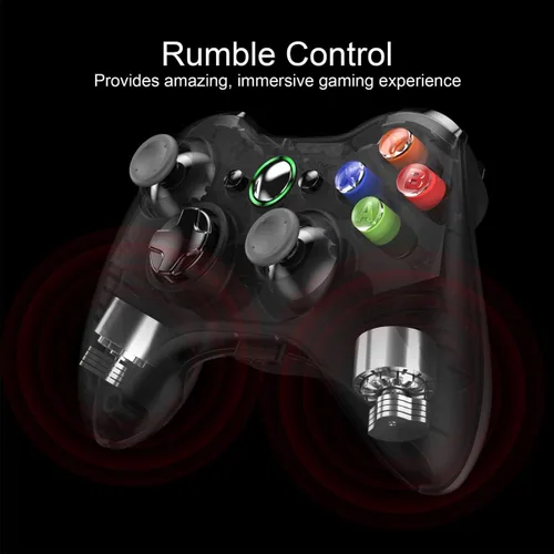 Vista 6 de VOYEE Controlador inalámbrico con receptor compatible con Microsoft Xbox 360SlimWindows 111087 con joystick mejoradochoque dual negro