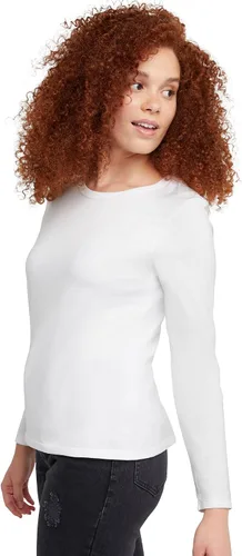 Vista 3 de Hanes Camiseta de algodón de manga larga para mujer, camiseta ligera con cuello redondo, ajuste moderno