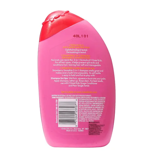 Vista 2 de L'Oreal Kids Champú extra suave 2 en 1, batido de fresa, 9 onzas líquidas