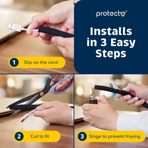 Vista 7 de PROTECTO Protector de Cables Resistente para Perros y Gatos, Funda Larga de 10 Pies, Cubierta de Cable de 1/2 Pulgada Fácil de Usar para Mascotas