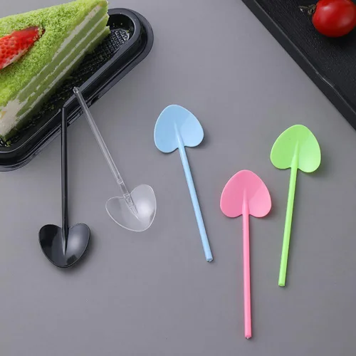 Vista 2 de OULIGET Cucharas de degustación de plástico, cucharas de plástico, cuchara de helado desechable, cuchara de postre, 4.1 pulgadas, 100 piezas, color.