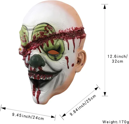 Vista 5 de KJOCOS Máscara de payaso aterrador para adulto, espeluznante malvado, máscara de bromista de Halloween para hombre