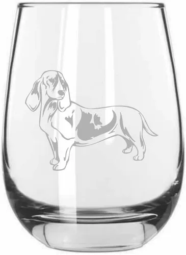 Vista 474 de Shar Pei (chino) - Vaso de vino sin tallo grabado para perro, 15.25 onzas