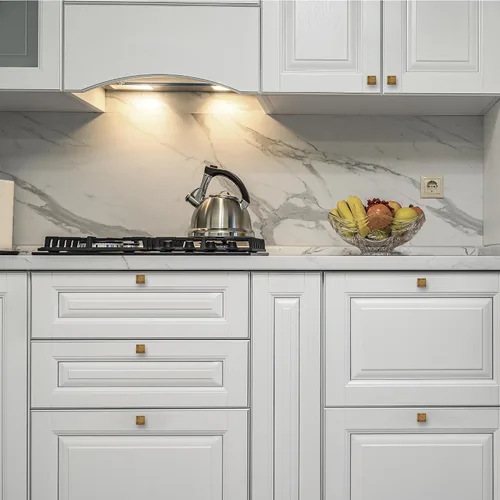 Vista 6 de Paquete de 30 manijas para gabinete de cocina color latón envejecido, accesorios de hardware para cajones y aparadores, manijas cuadradas