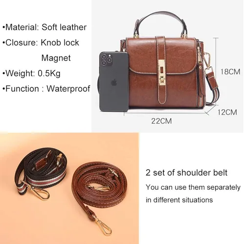 Vista 3 de Bolso cruzado para mujer, de piel suave, impermeable, a la moda, pequeño