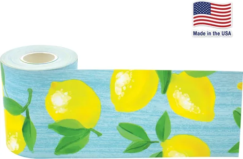 Vista 3 de Teacher Created Resources Borde enrollado recto Lemon Zest – 50 pies – Decora tablones de anuncios, paredes, escritorios, ventanas, puertas