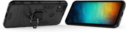 Vista 2 de Compatible con Xiaomi Mi Redmi 9C, Redmi 10A, anillo de metal agarre Kickstand parachoques duro a prueba de golpes