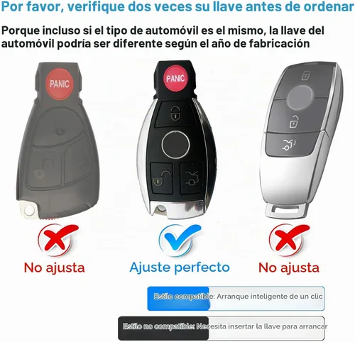 Vista 2 de Intermerge para funda de llavero Mercedes Benz, funda de llave de TPU suave premium compatible con Mercedes Benz C E S M CLS CLK G Class, llave Azul