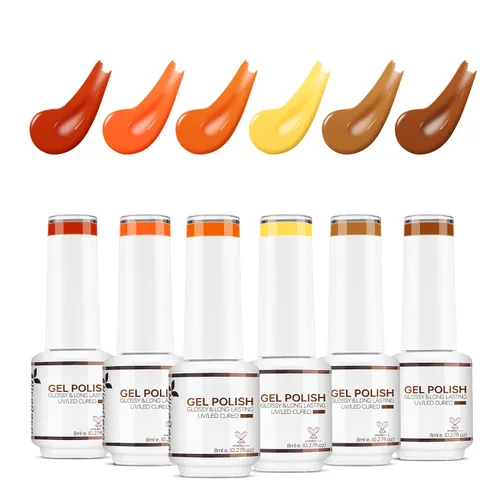 Vista 10 de Nicedeco Esmalte de uñas de gel sin hema, 6 colores, sin crueldad, vegano, rojo, borgoña, rojo, brillante, esmalte de uñas en gel para manicura