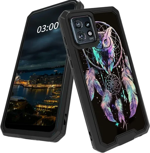 Vista 17 de Funda para Motorola Edge Plus para Moto Edge Plus 2023 con diseño de patrón de mariposa artística a prueba de caídas de policarbonato duro de doble