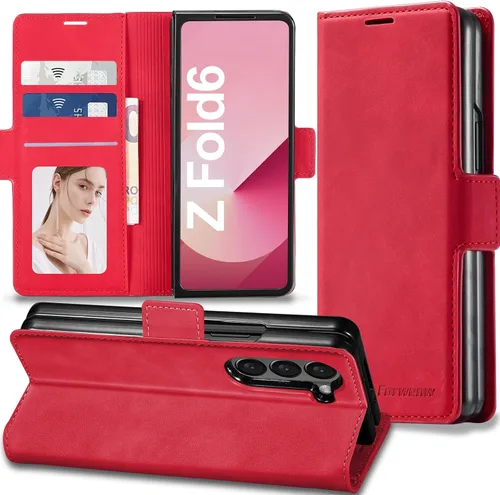 Vista 9 de Funda de piel con tapa para Samsung Galaxy Z Flip 3, con protección de bisagra, delgada y magnética tipo cartera [1 tarjetero], funda protectora a