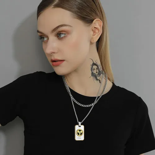 Vista 2 de GOLDCHIC JEWELRY Zodiac Tag Necklace for Men, Stainless Steel Constellation Horoscope Astrology Pendant Necklaces Lucky Jewelry
