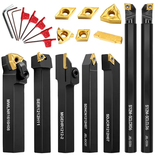 Vista 8 de Herramientas de corte de torno de metal – 1/2" y 5/8" soporte para herramientas de roscado barras de mandrinar con 10 piezas de insertos de carburo