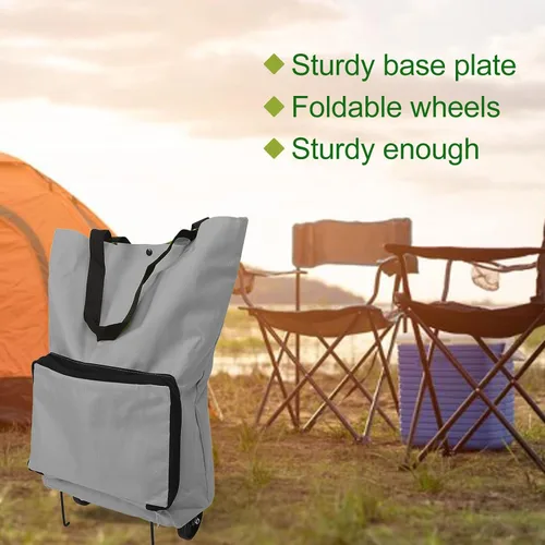 Vista 4 de Carrito de compras plegable con ruedas reutilizable Oxford carrito de comestibles bolsa portátil de gran capacidad plegable para compras, viajes