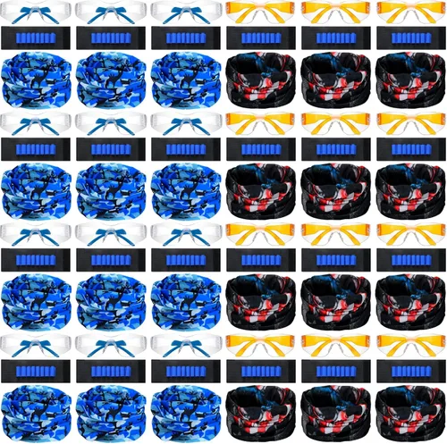 Vista 8 de Sosation 24 juegos de suministros de fiesta de armas para niños y niñas, 72 piezas, regalos de fiesta de armas, paquete de cumpleaños de dos Azul