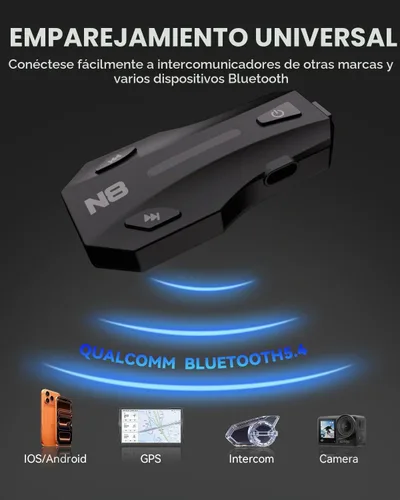 Vista 6 de N8 8 Riders - Casco de motocicleta Bluetooth con altavoces de 1.772 pulgadas, paquete de 2 Communication Headset for ATV/Snowmobile/Ski/Bike