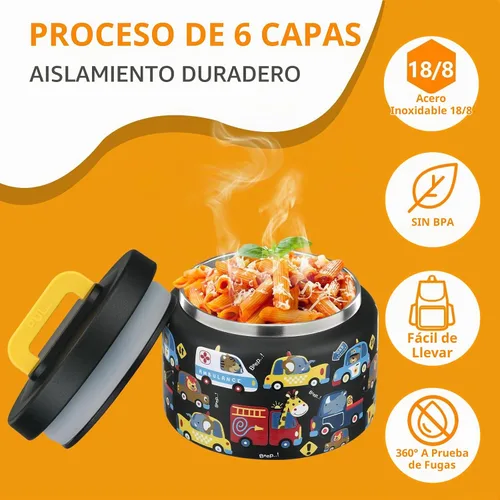 Vista 4 de PIQUEBAR - Termo infantil de 8 onzas para alimentos calientes, pequeño recipiente térmico de acero inoxidable, termo de boca ancha fácil de abrir