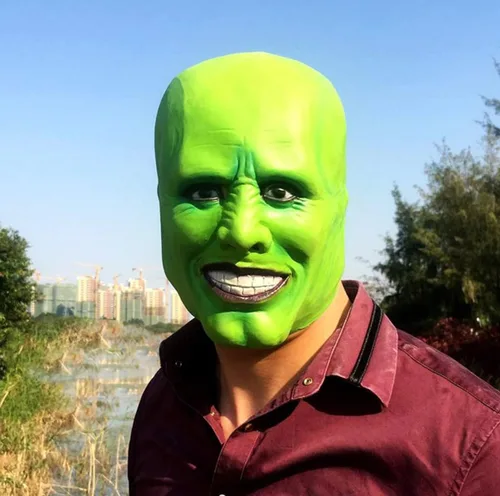 Vista 4 de Máscaras verdes novedosas de látex para disfraz de fiesta de disfraces de Halloween