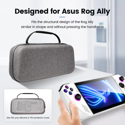 Vista 3 de sarlar Rog Ally Funda de transporte compatible con ASUS ROG Ally Gaming portátil y accesorios, funda rígida de gran espacio para adaptador de CA