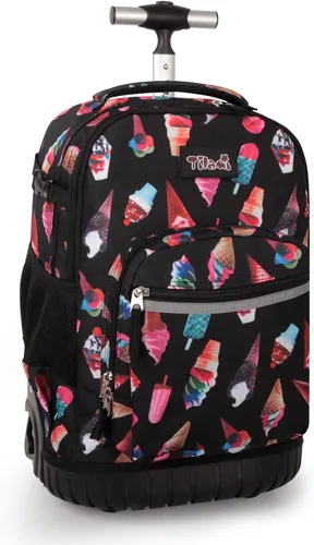 Vista 8 de Tilami Mochila con ruedas para niños de 18 pulgadas, mochila para computadora portátil, bicicleta