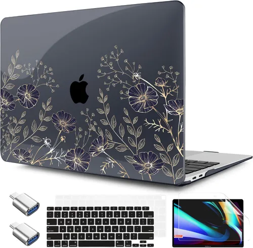 Vista 15 de TWOLSKOO Funda para MacBook Air de 13,3 pulgadas (versión antigua 2018-2021, modelos: M1 A2337, A2179, A1932) - Carcasa rígida con protector de Flor