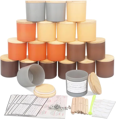 Vista 10 de MILIVIXAY Paquete de 20 tarros de vela de vidrio transparente de 4 onzas con tapas y kits de fabricación de velas, tarros pequeños vacíos a granel