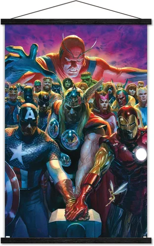 Vista 8 de Trends International - Póster de pared, diseño de los Vengadores de Marvel Comics #10, 14.725" x 22.375", versión enmarcada de Barnwood