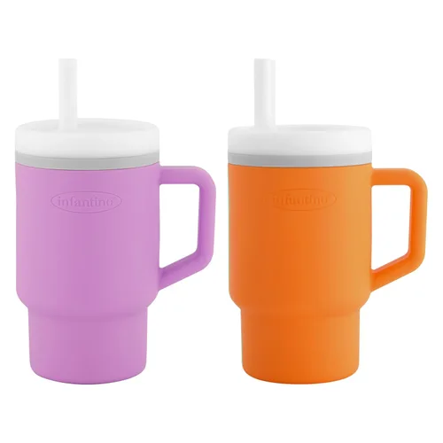 Vista 11 de Infantino Mi primer vaso – Adorables vasos en miniatura con pajita resistente a fugas y asa amigable para niños pequeños, fomenta la hidratación