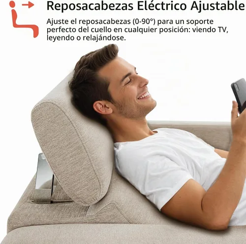 Vista 5 de MCombo Sofá Reclinable de 88.6'', Sofá Reclinable Eléctrico Wall Hugger con Reposacabezas Ajustable, Puertos de Carga USB A y C, Patas de Madera