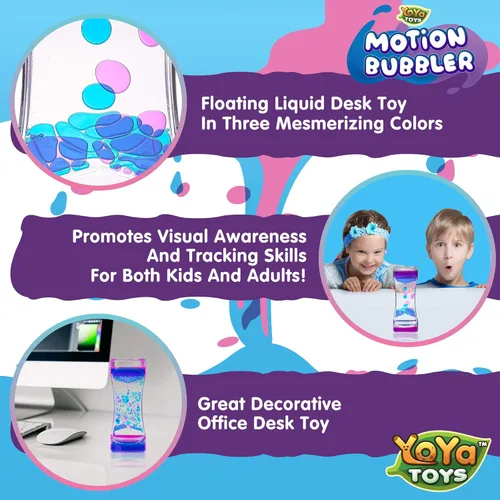 Vista 5 de YoYa Toys Liquimo - Bolígrafo de Burbujas de Movimiento Líquido 1 Paquete - Juguete Sensorial para Niños y Adultos - Temporizador de Burbujas