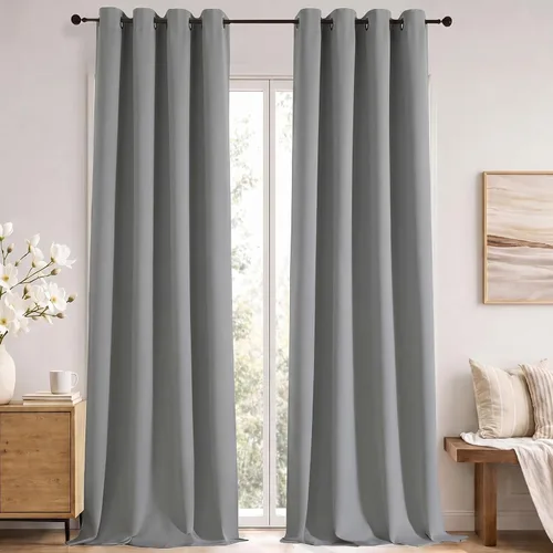 Vista 18 de Simplebrand Cortinas blancas puras de 96 pulgadas de largo para oscurecer la habitación, juego de 2 paneles para dormitorio/sala de estar, bloqueo
