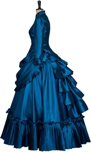 Vista 3 de Disfraz vintage victoriano gótico para cosplay, vestido de baile de la bella del sur de la guerra civil, vestido eduardiano para teatro de Halloween