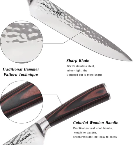 Vista 33 de Cuchillo de chef de 6 pulgadas, cuchillos de cocina, deshuesado de acero inoxidable alemán de alto carbono, cuchillo profesional para carne, aves