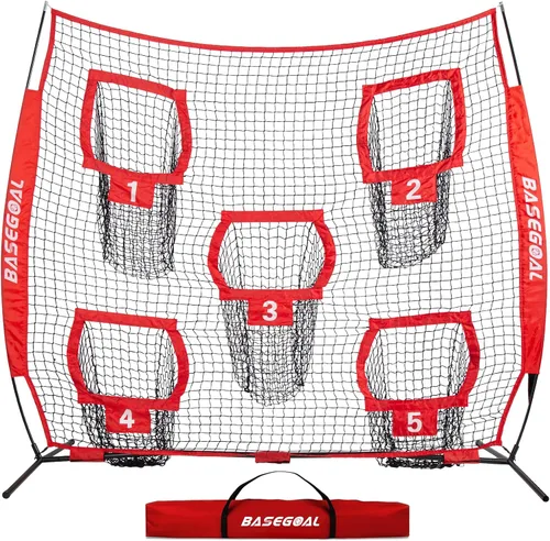 Vista 10 de BaseGoal Redes de Fútbol Americano para Lanzamiento, Objetivo de Fútbol Americano, Equipo de Entrenamiento de Quarterback con 5 Bolsillos Objetivo