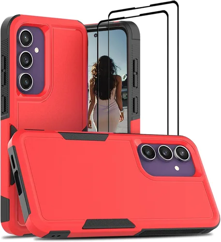 Vista 134 de Jeylly Funda para Samsung Galaxy S10 Plus S10+, ajuste delgado, doble capa, resistente, absorción de golpes, TPU con carcasa trasera de Negro