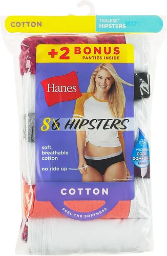 Vista 2 de Hanes Women's 6-Pack ComfortSoft Hipster White (Bonus +2)