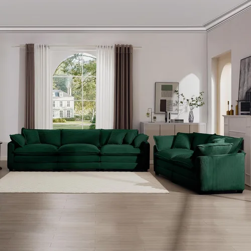 Vista 19 de KEIKI Juego de sofá de 2 piezas con 2 sofás individuales de pana extragrandes, juego de sillas decorativas modernas de 2 plazas tapizadas con 2
