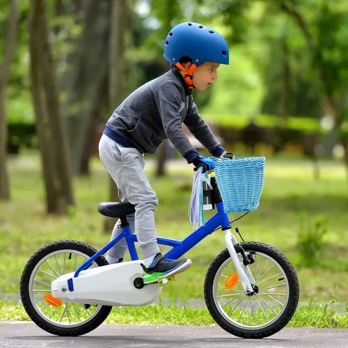 Vista 6 de Hestya Juego de cestas de bicicleta para niños, cesta de mimbre, cesta de bicicleta para manillar para niñas con 2 luces LED para ruedas
