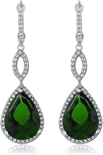 Vista 2 de Gem Stone King Aretes de plata de ley 925 con forma de lágrima elegantes y colgantes para boda 2 pulgadas forma de pera de 0630 x 0472in 2000