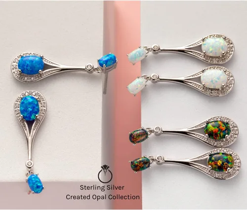 Vista 5 de Aretes de ópalo y plata esterlina con forma oval de 3,50quilates