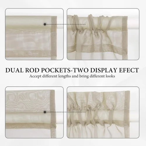 Vista 2 de MIULEE Cortinas Transparentes Laterales para Puerta Francesa con Filtrado de Luz, Tratamiento de Ventana, 2 Paneles de 25 x 40 Pulgadas con Beige