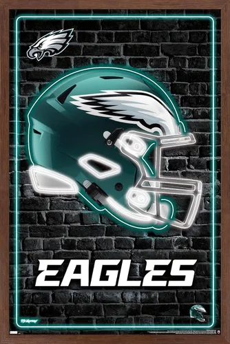Vista 8 de NFL Philadelphia Eagles - Póster de pared con casco neón 23, 34 pulgadas de largo x 22.4 pulgadas de ancho, versión premium sin marco
