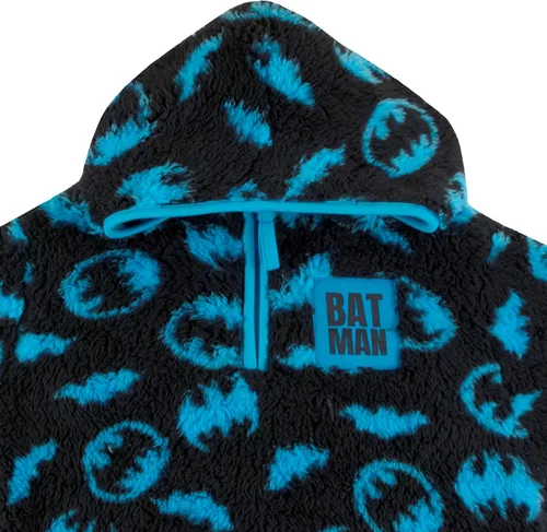 Vista 2 de Batman Sudadera con capucha de forro polar Sherpa con cremallera para niños DC Comics superhéroe Batman Sherpa con capucha para niños